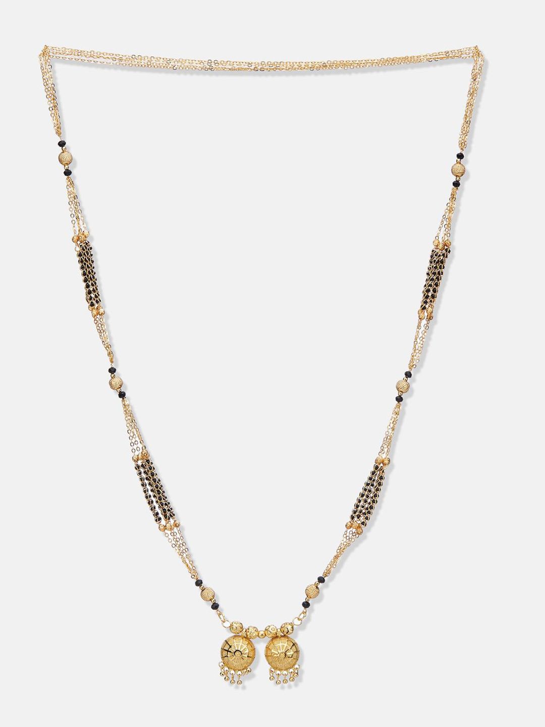 ATIBELLE Set of 2 Gold-Plated Cubic Zirconia Stones Studded and Beaded Mangalsutras