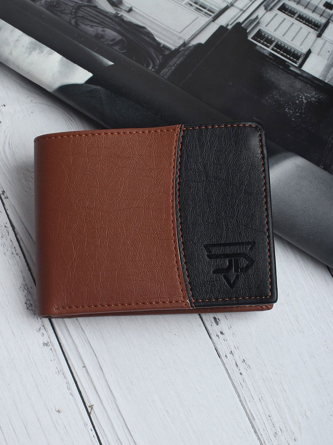 JND Men Colourblocked Cut Work PU Two Fold Wallet-picture-55