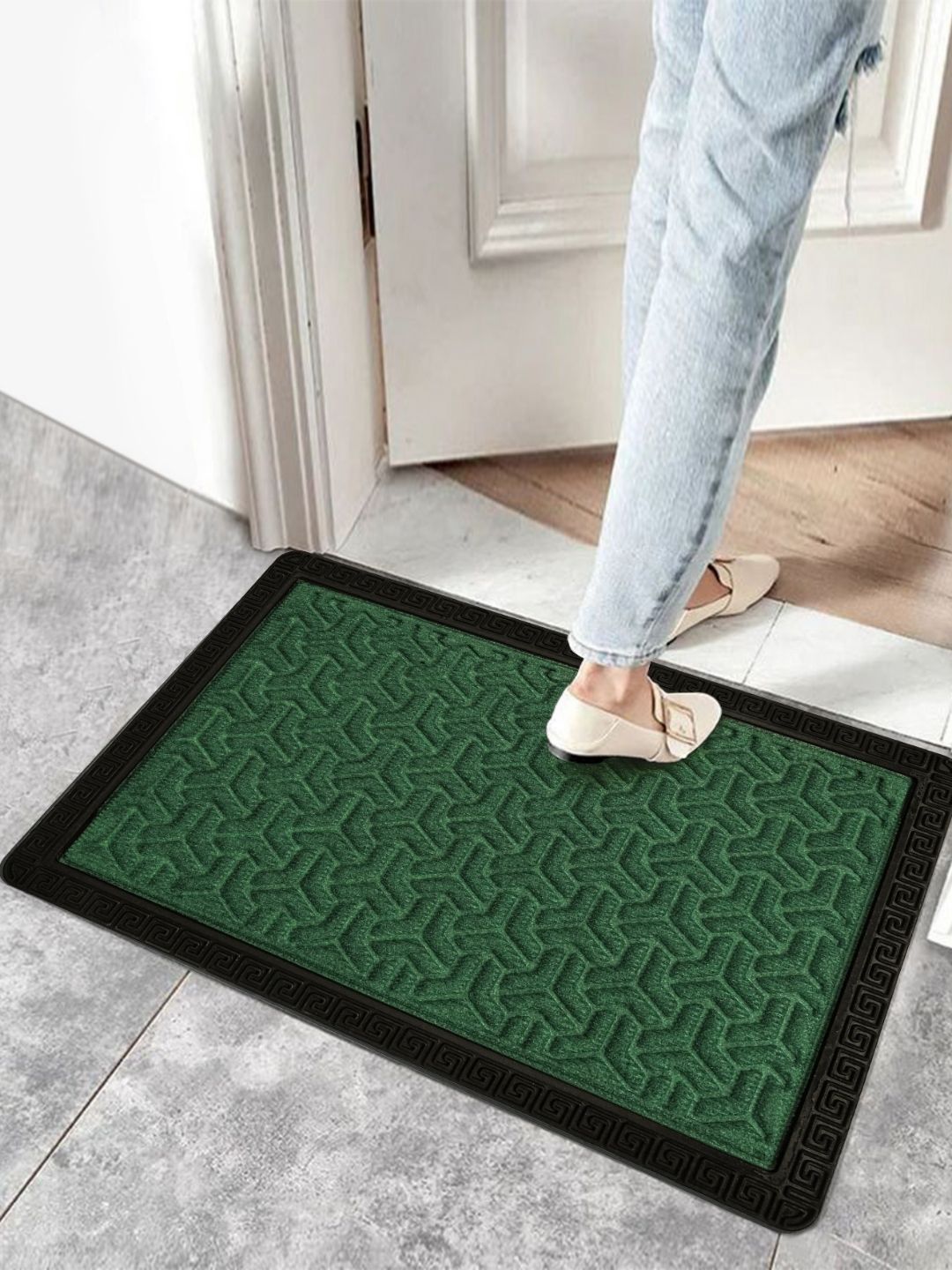 Yellow Weaves Green Textured Anti-Slip Doormats-picture-23