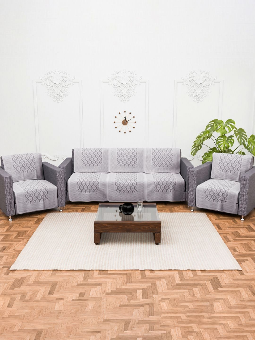 Myntra Elegant Homes Grey Cotton Sofa Cover-picture-32