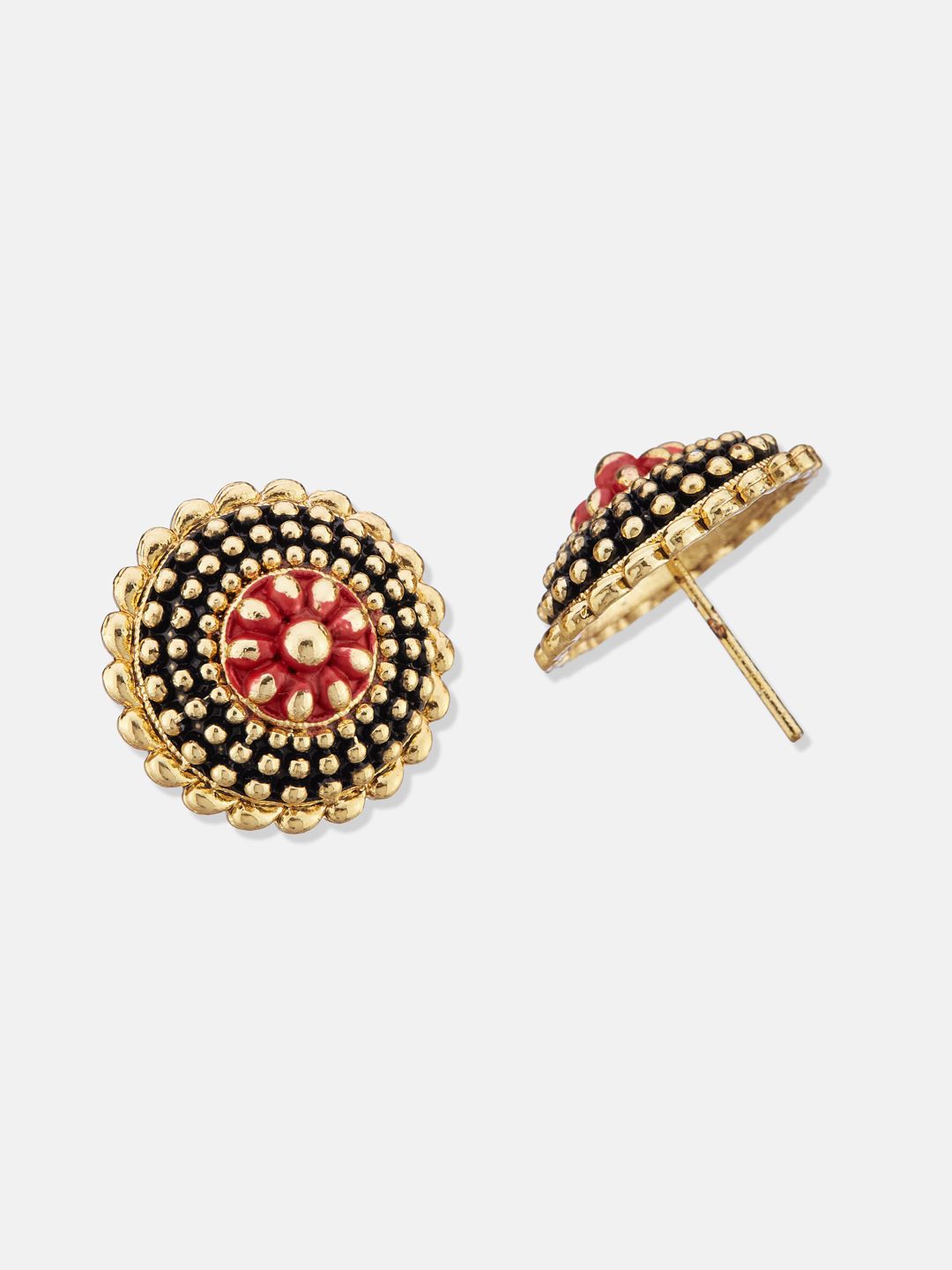 ATIBELLE Set Of 2 Gold-Plated Floral Shaped Meenakari Studs