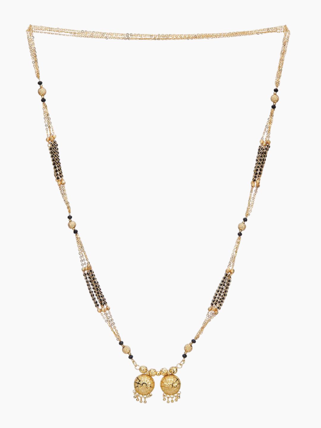 ATIBELLE Set of 2 Gold-Plated Cubic Zirconia Stones Studded and Beaded Mangalsutras