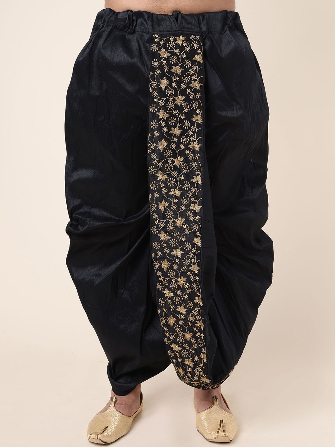 W & G Mens Silk Relax Fit Embroidered Ethnic Designer Dhoti-picture-11