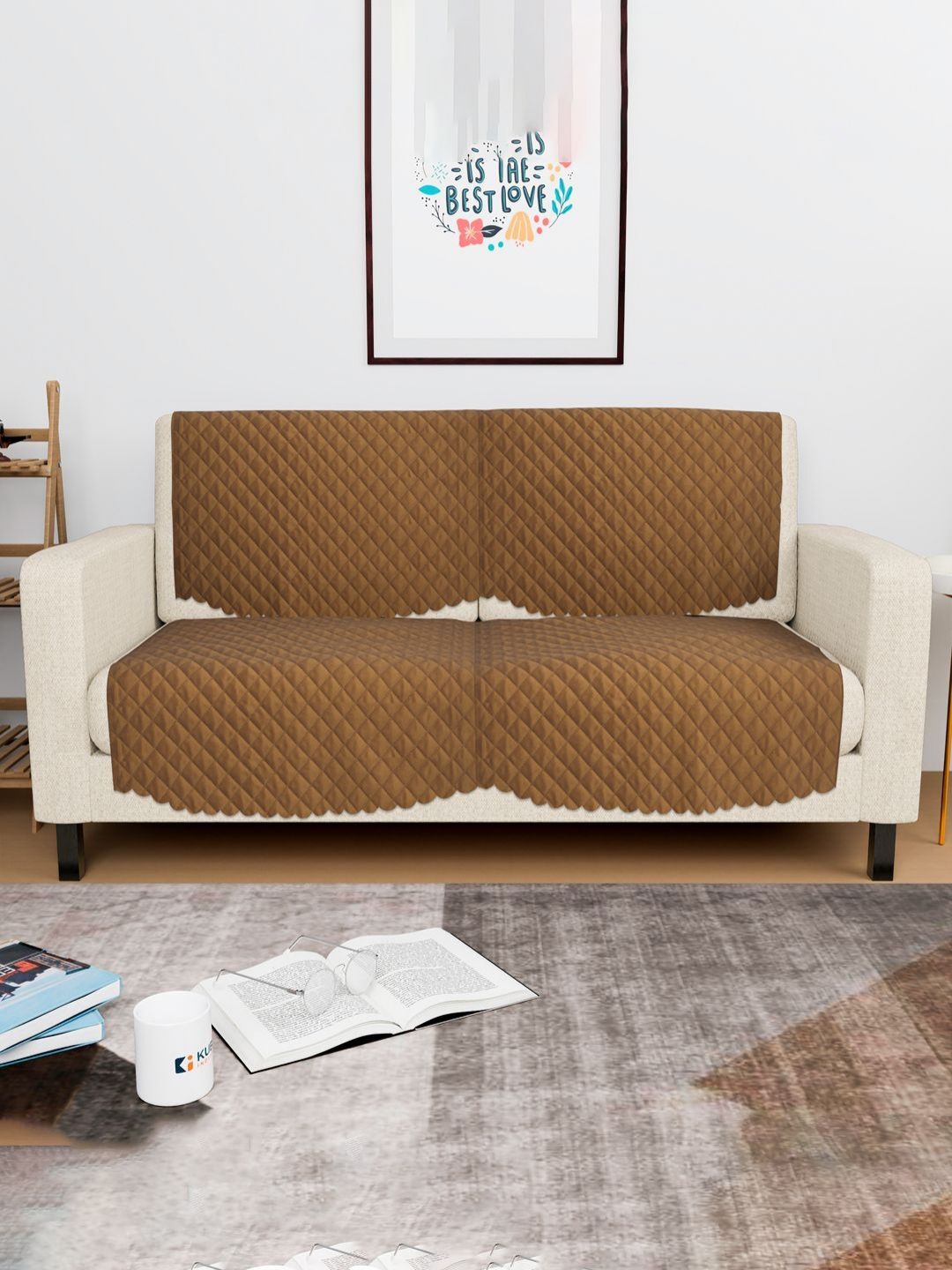 Myntra Elegant Homes Brown Cotton 4 Piece Sofa Cover-picture-12