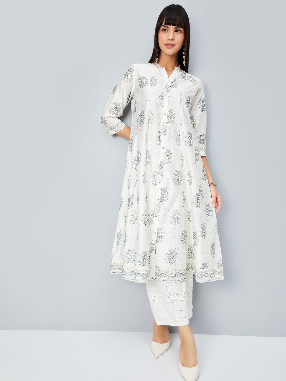 max Floral Printed Mandarin Collar Thread Work Cotton Anarkali Kurta-picture-35