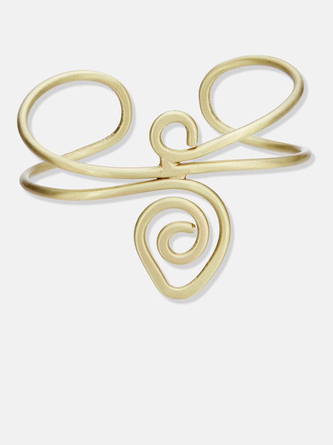 ATIBELLE Set Of 2 Gold Plated & Spiral Wavy-Shaped Textured Contemporary Bracelets