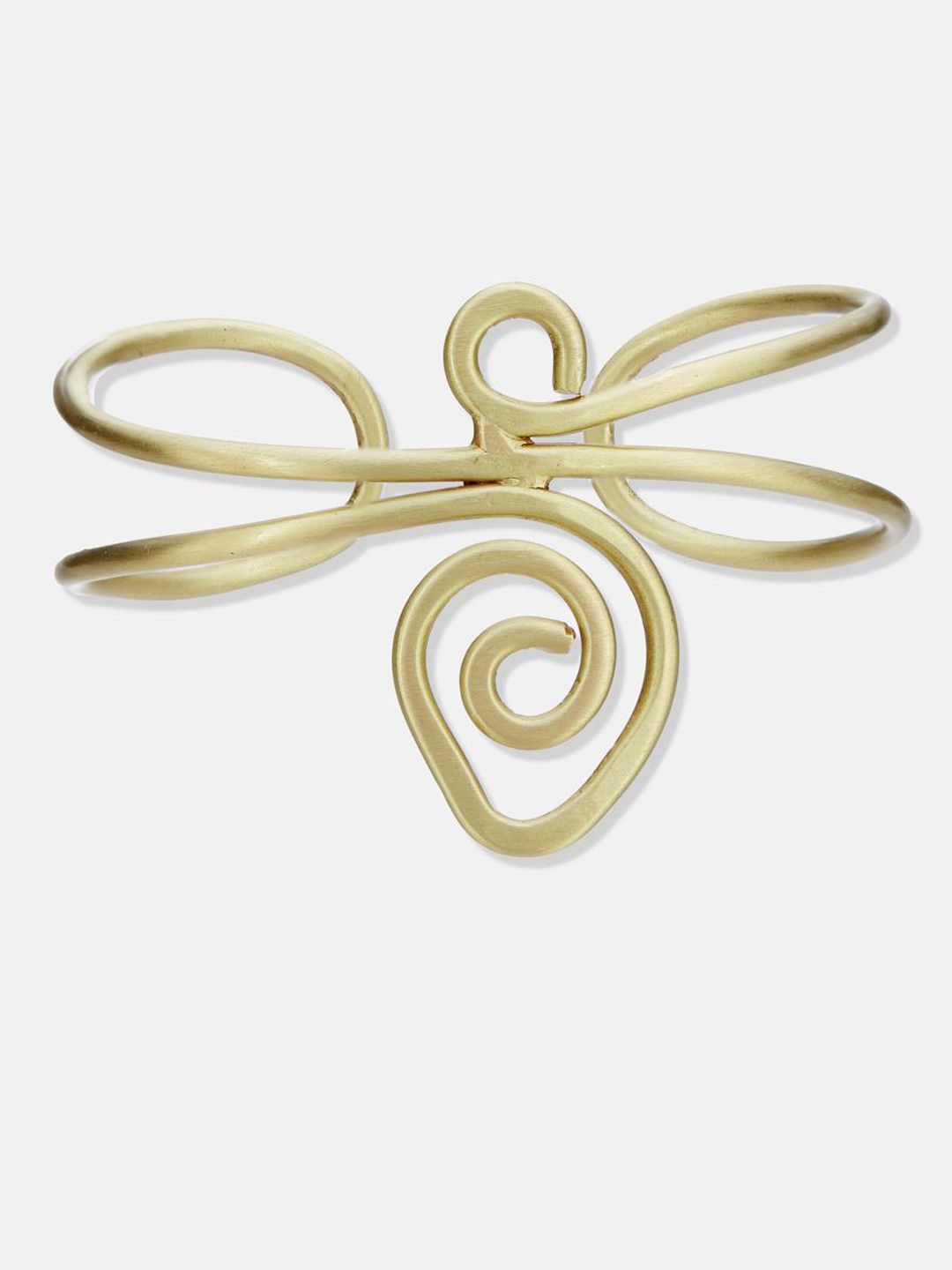 ATIBELLE Set Of 2 Gold Plated & Spiral Wavy-Shaped Textured Contemporary Bracelets