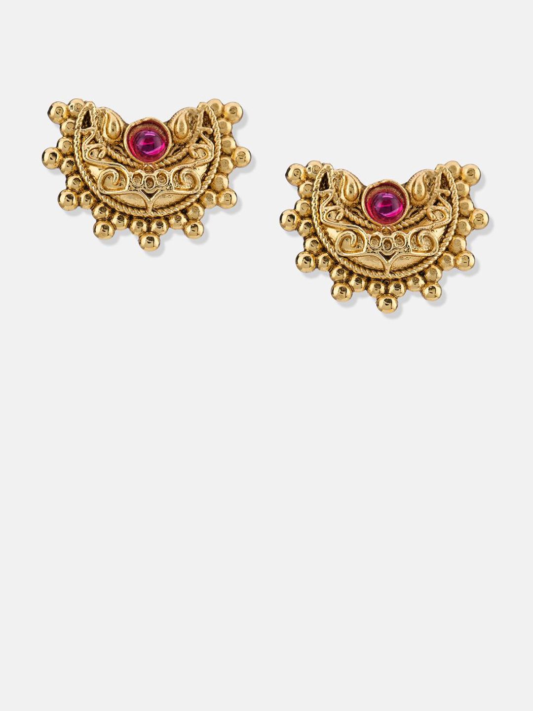 ATIBELLE Set Of 2 Gold-Plated Cubic Zirconia Studded Floral Shaped Studs