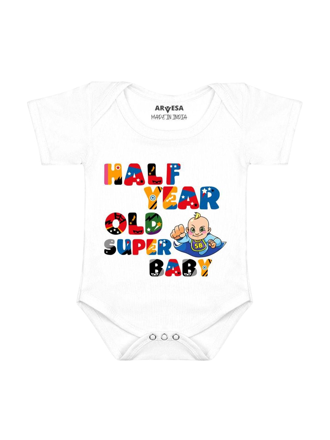 Arvesa Half Birthday Baby Printed Bodysuit-picture-22