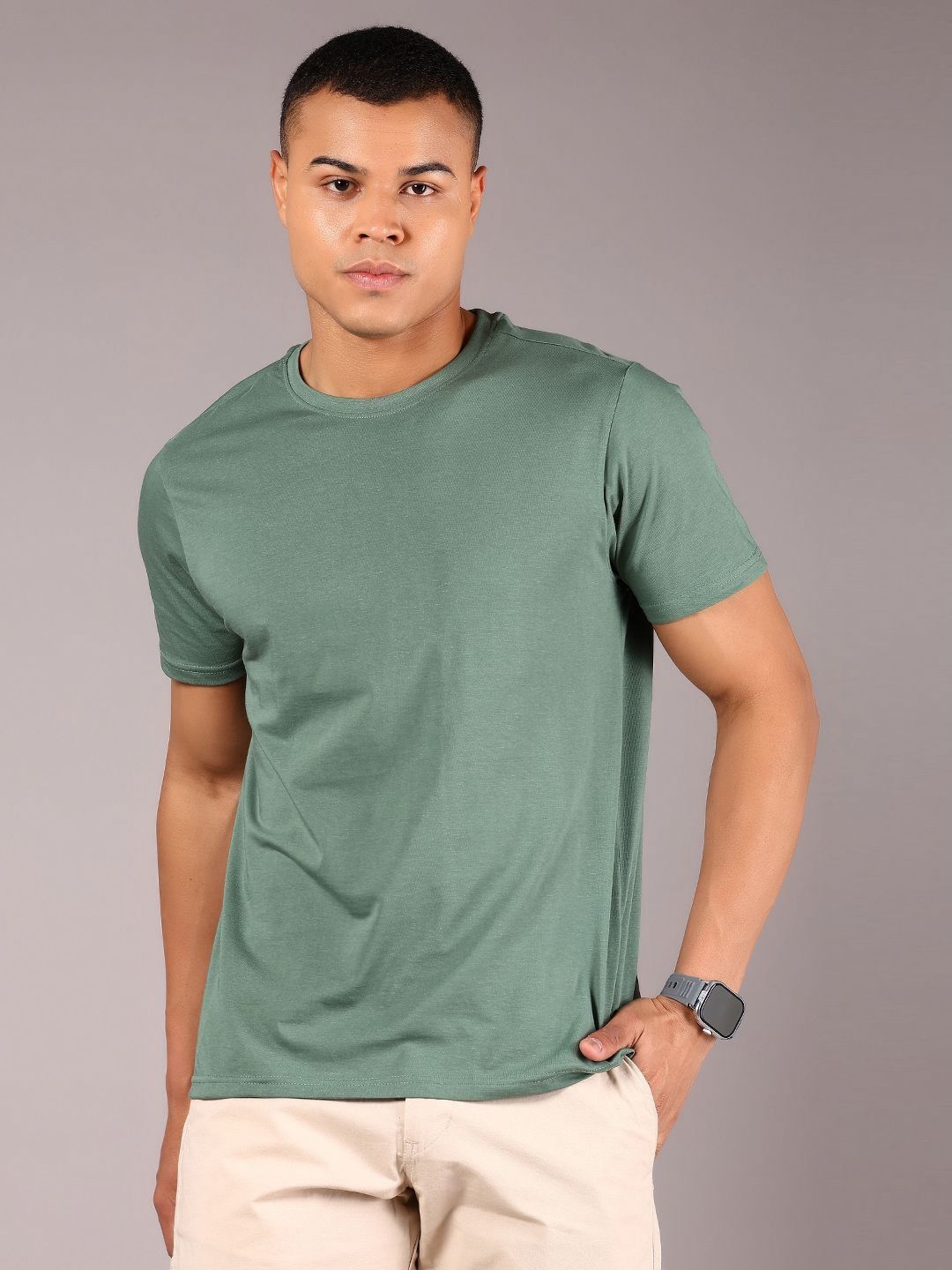 V-Mart Men Solid Round Neck Cotton T-shirt-picture-43