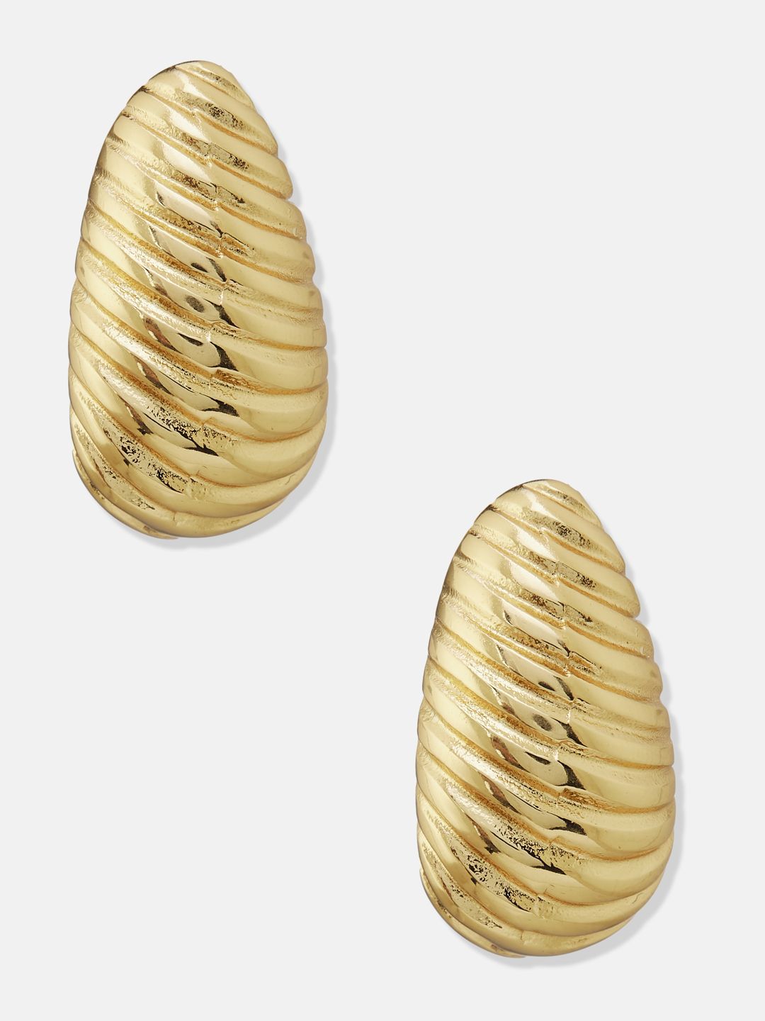ATIBELLE Set Of 2 Gold-Plated Contemporary Shaped Textured Studs