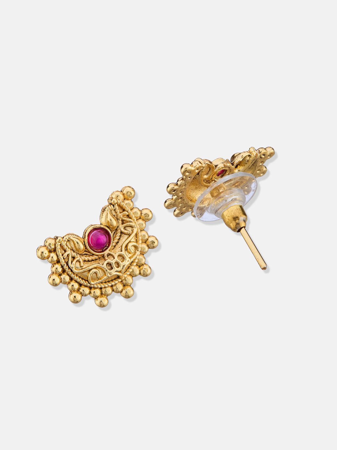 ATIBELLE Set Of 2 Gold-Plated Cubic Zirconia Studded Floral Shaped Studs