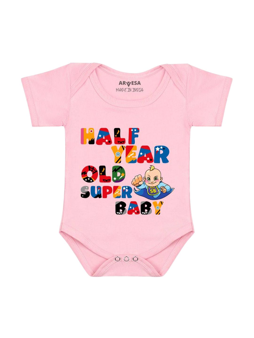 Arvesa Half Birthday Baby Printed Bodysuit-picture-18