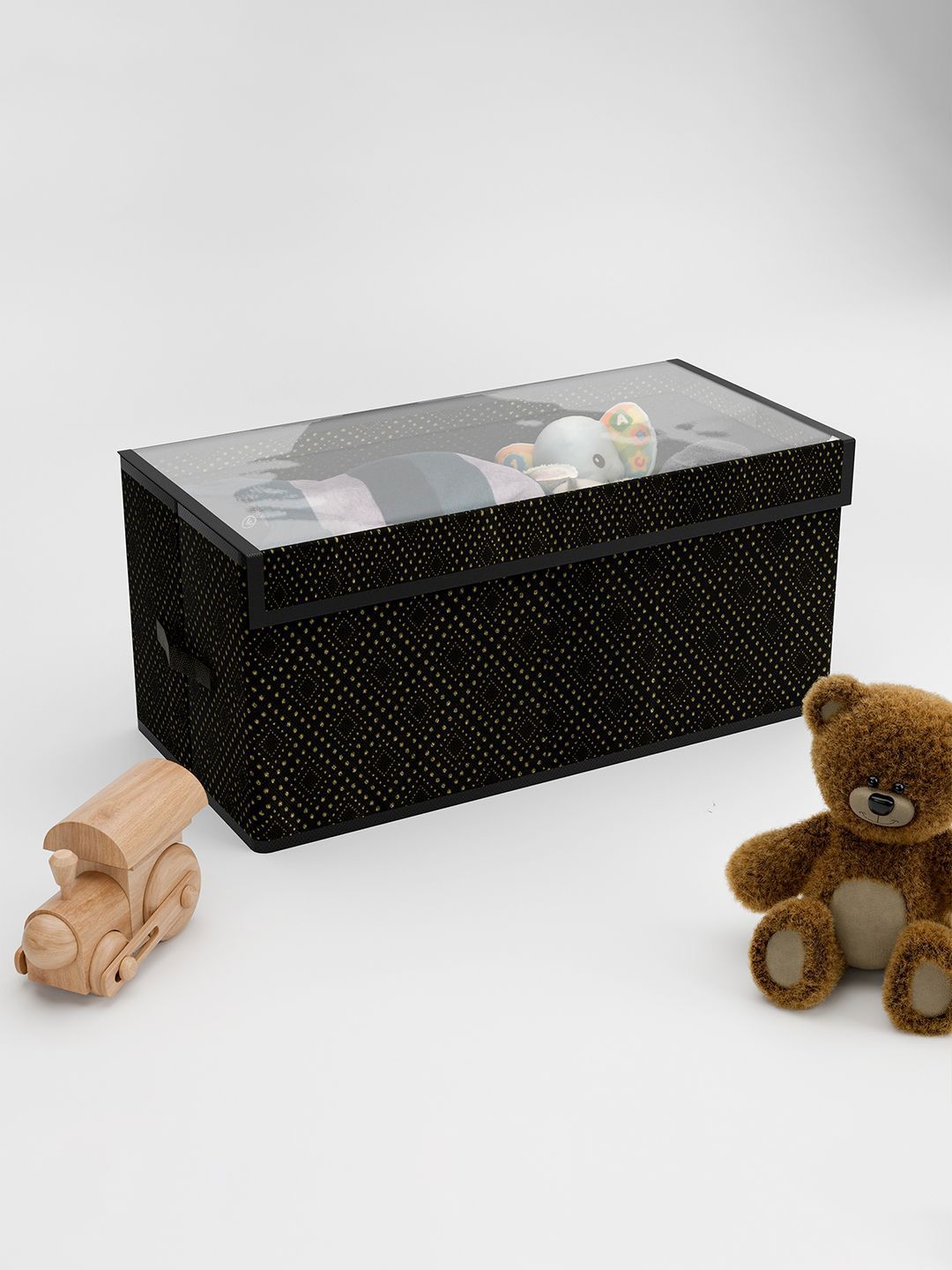 Kuber Industries Black & Beige 6 Pieces Printed Storage Box Organisers With Lid-image-26
