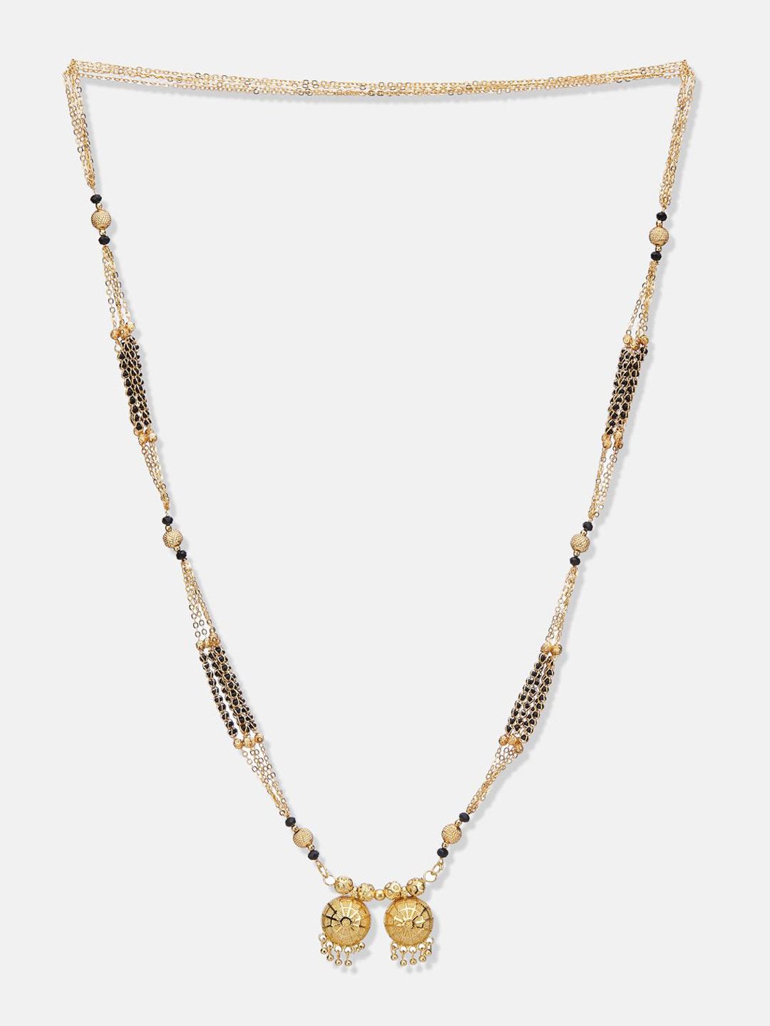 ATIBELLE Set of 2 Gold-Plated Cubic Zirconia Stones Studded and Beaded Mangalsutras