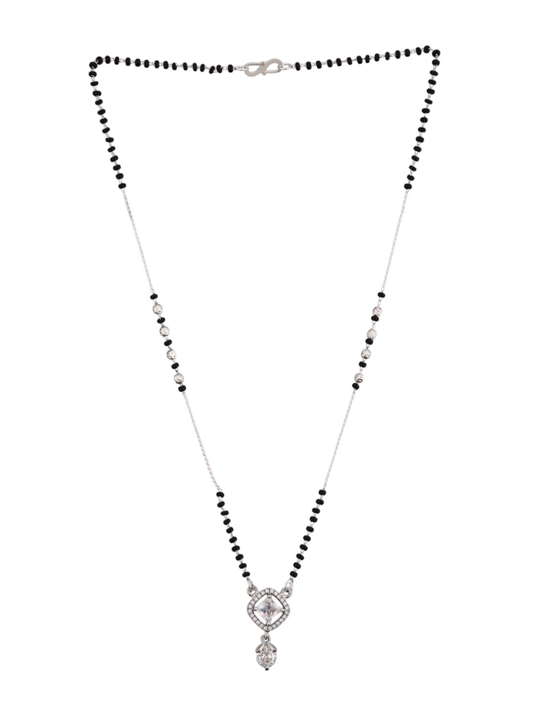 ATIBELLE Set of 2 Gold-Plated Cubic Zirconia Stones Studded and Beaded Mangalsutras