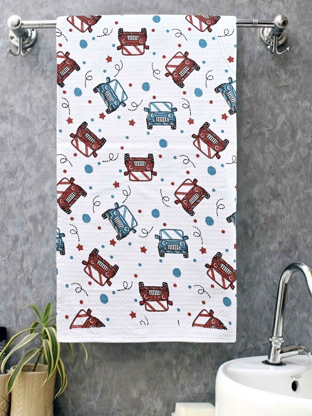 MAFATLAL White & Red 1 Printed Cotton 250 GSM Bath Towel-image-22