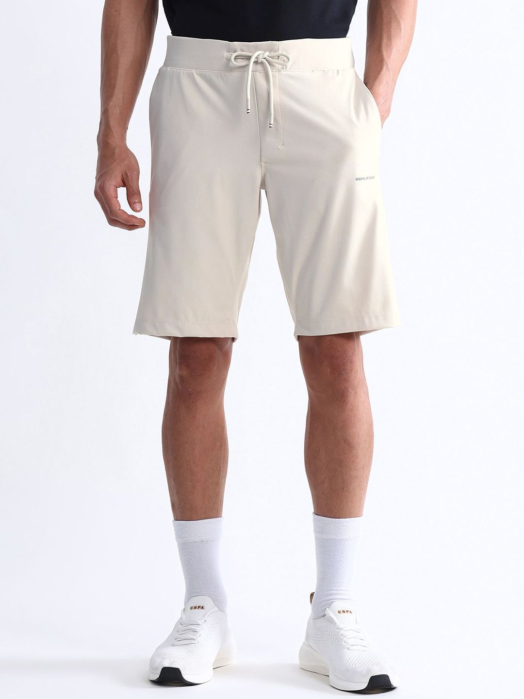 USPA Sport Men Slim Fit Mid-Rise Outdoor Sports Knee Length Shorts-image-7