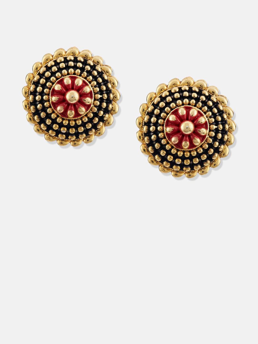 ATIBELLE Set Of 2 Gold-Plated Cubic Zirconia Studded Floral Shaped Studs