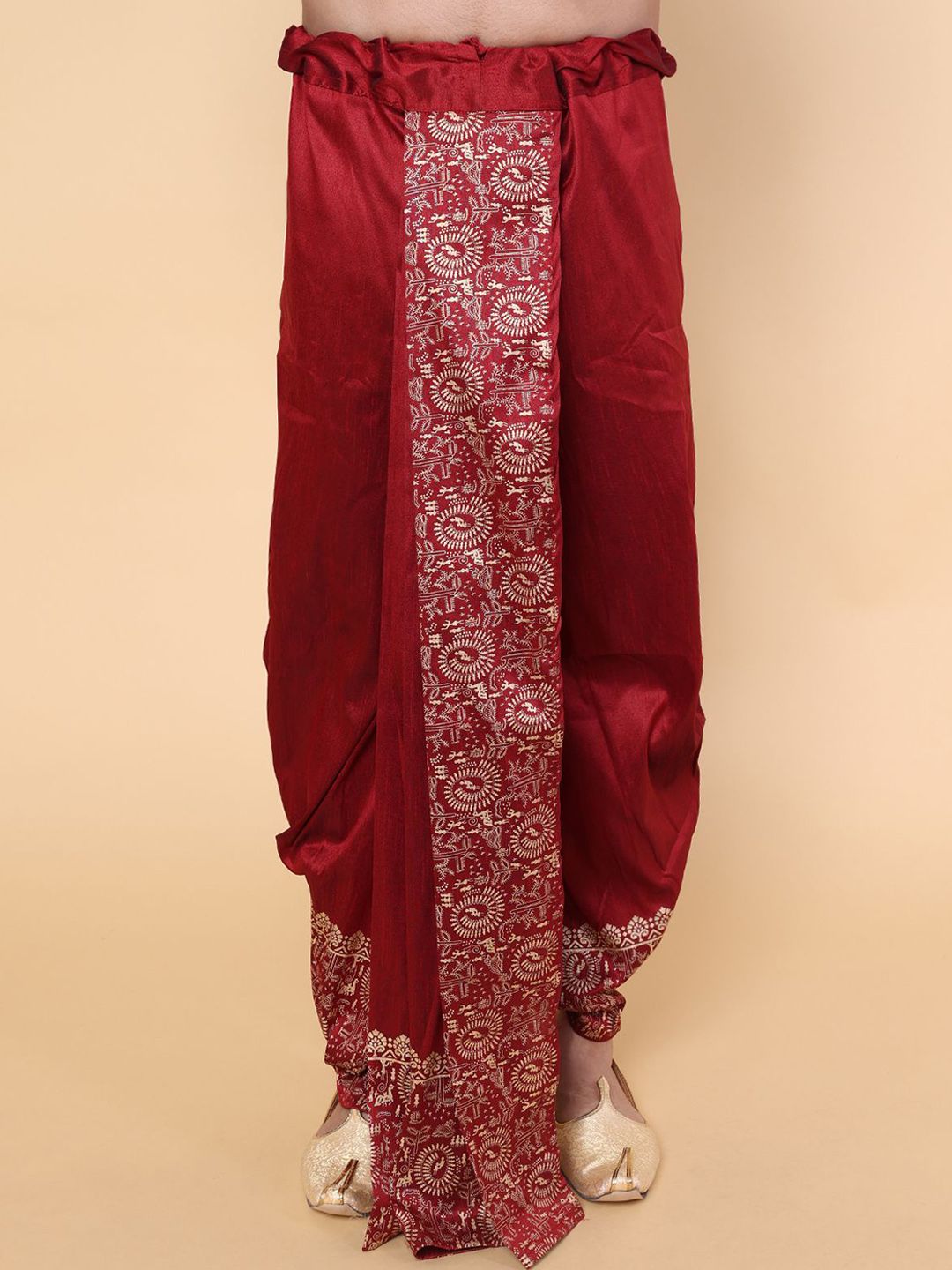 W & G Ethnic Motifs Embroidered Relax Fit Silk Dhoti-picture-39