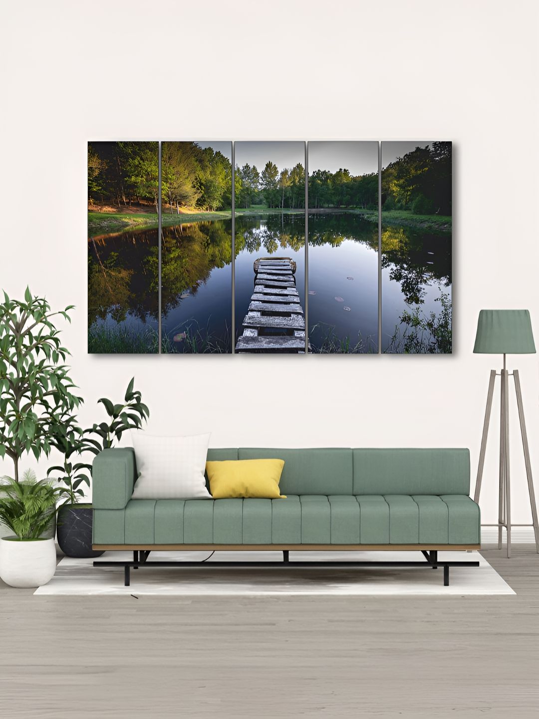 The Castle Decor Green & Grey 1 Piece Wood Other Wall Paintings-picture-36