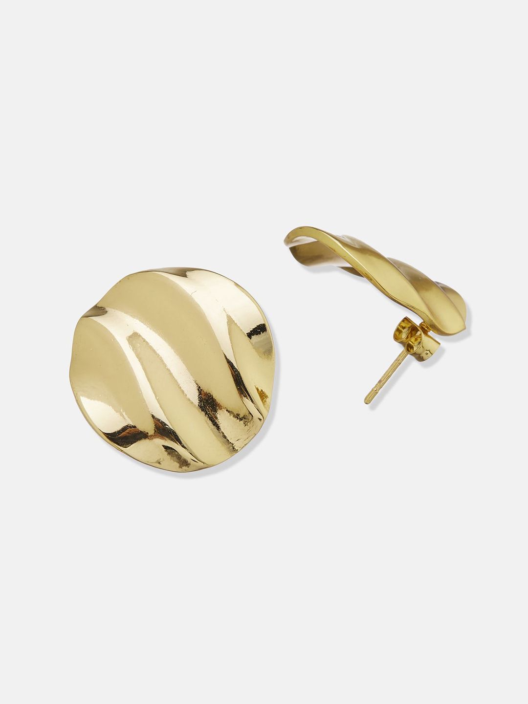 ATIBELLE Set Of 2 Gold-Plated Contemporary Shaped Textured Studs