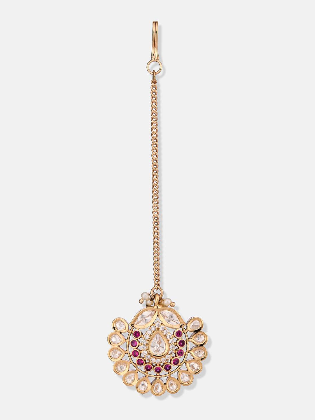 ATIBELLE Rose Gold Plated Kundan Stone Studded Jewellery Set