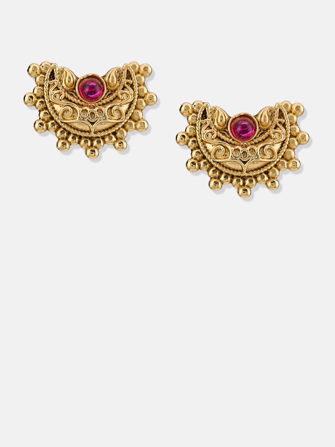 ATIBELLE Set Of 2 Gold-Plated Cubic Zirconia Studded Floral Shaped Studs