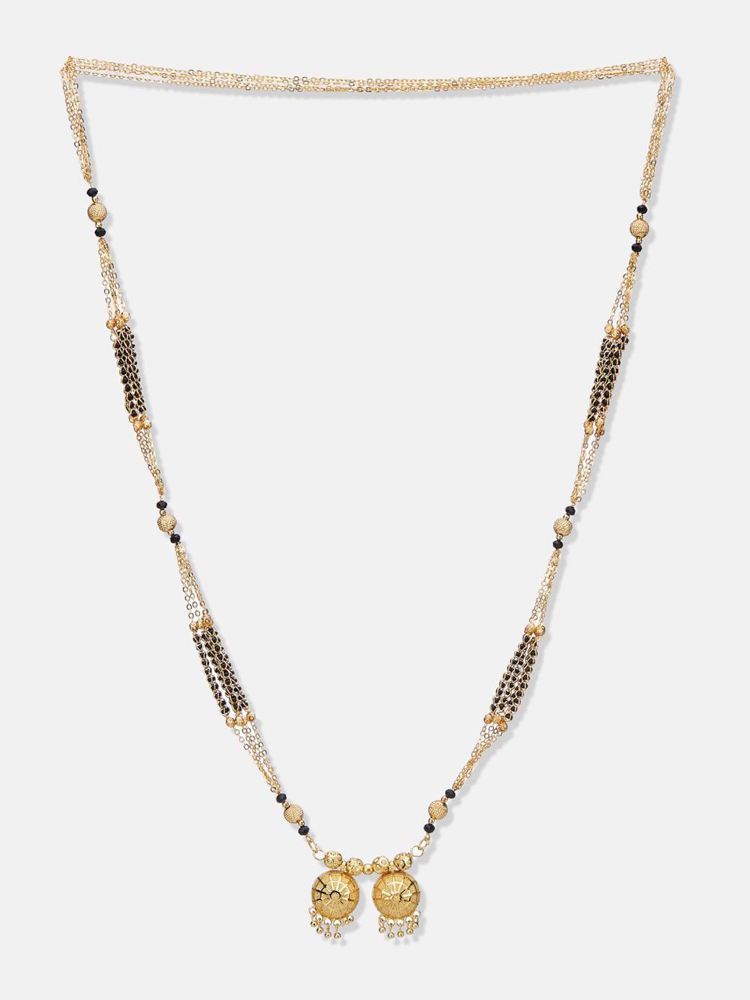 ATIBELLE Set of 2 Gold-Plated Cubic Zirconia Stones Studded and Beaded Mangalsutras