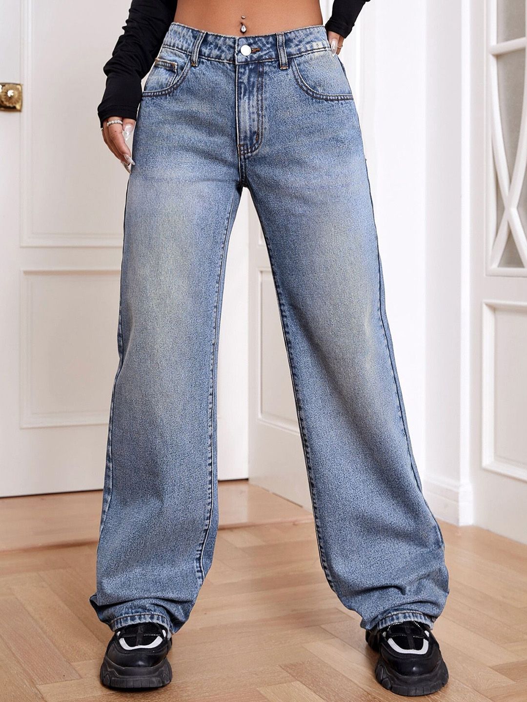 Glossia Women Comfort Straight Fit Light Fade Stretchable Jeans-picture-11