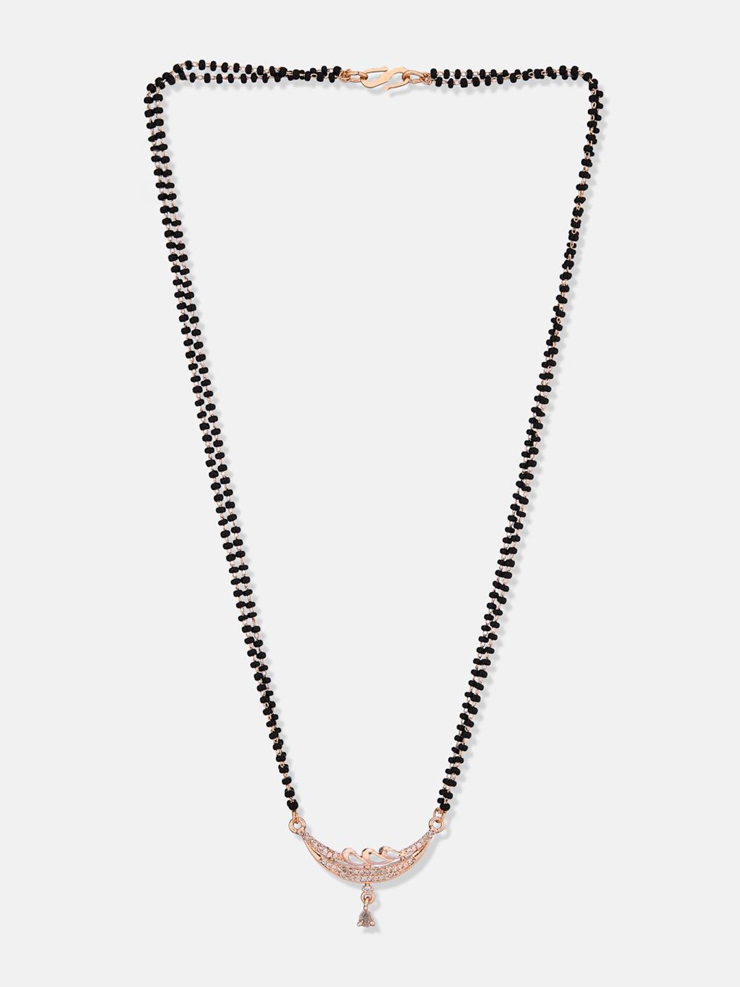 ATIBELLE Set of 2 Rose Gold-Plated Cubic Zirconia Stones Studded and Beaded Mangalsutras