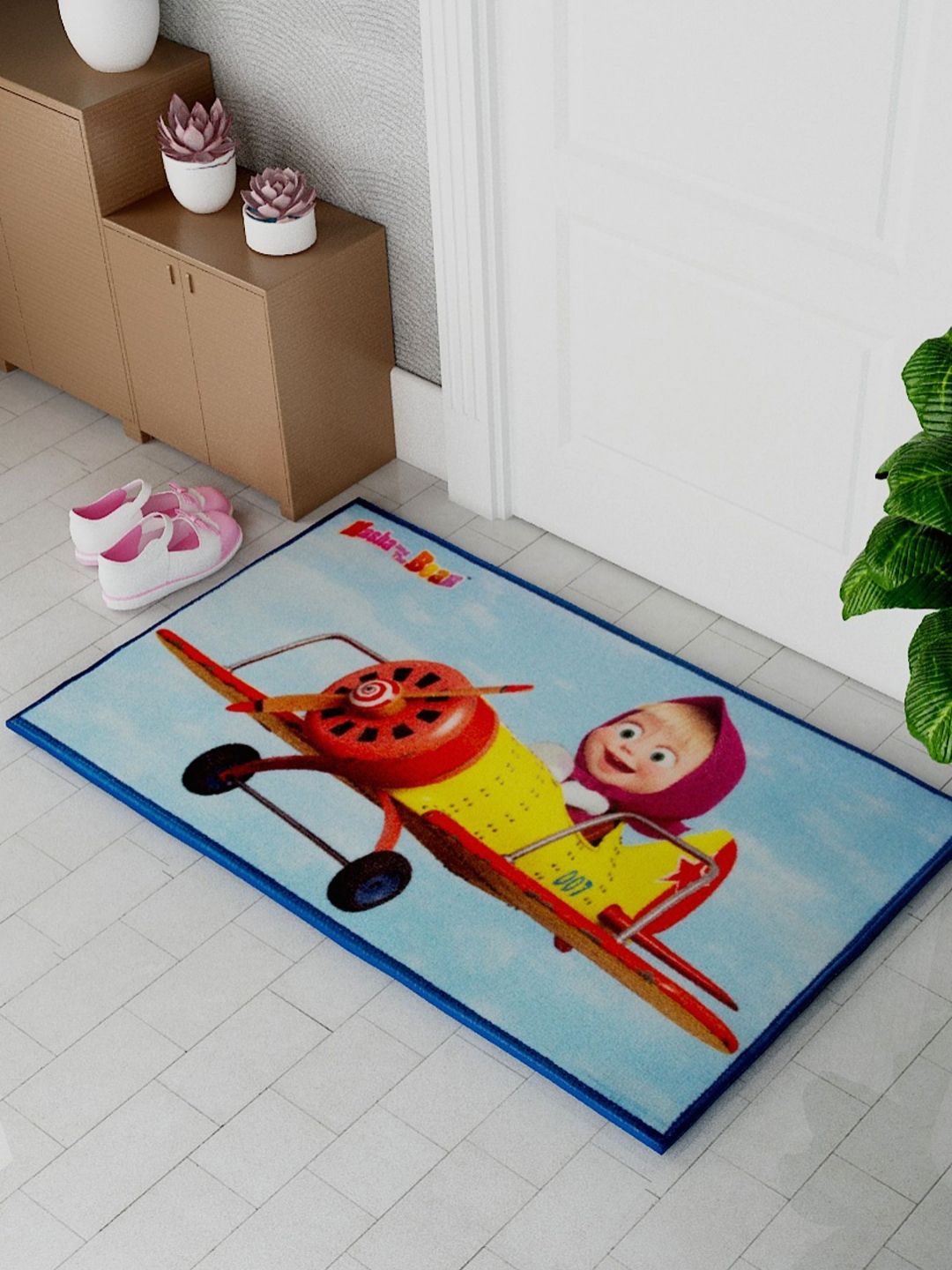 Athom Living Red & Blue Masha & The Bear Printed Anti-Skid Doormats-picture-19