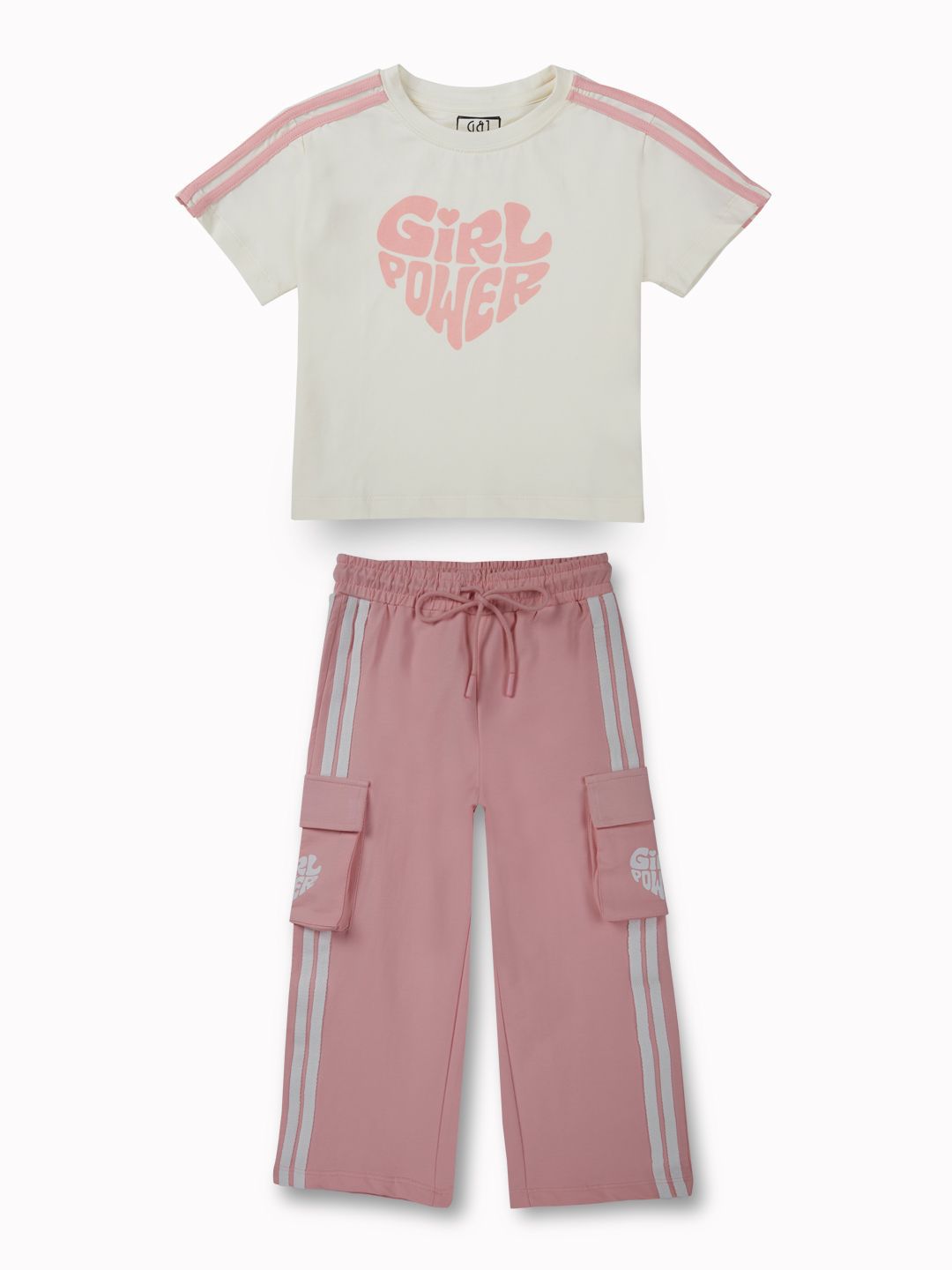 Gini and Jony Girls Printed Round Neck Pure Cotton T-shirt With Trousers-picture-26