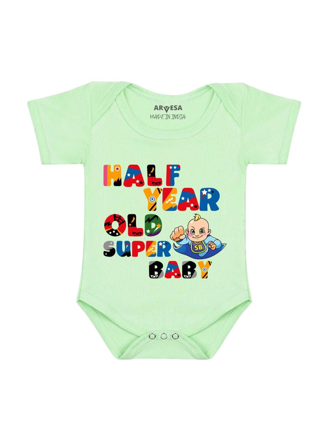 Arvesa Half Birthday Baby Printed Bodysuit-picture-19