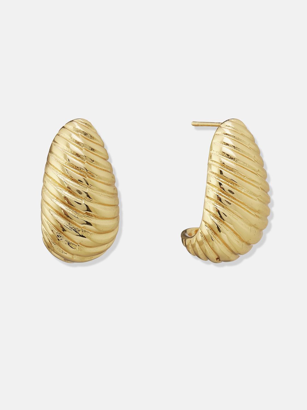 ATIBELLE Set Of 2 Gold-Plated Contemporary Shaped Textured Studs