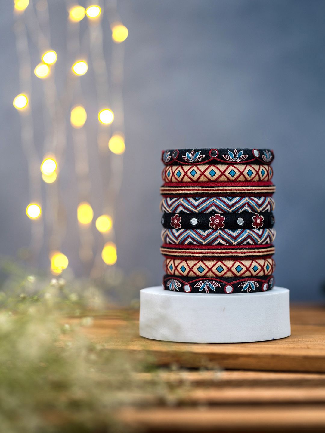 Taasha Craft Set Of 9 Cotton Threads Handcrafted Bangle-picture-25