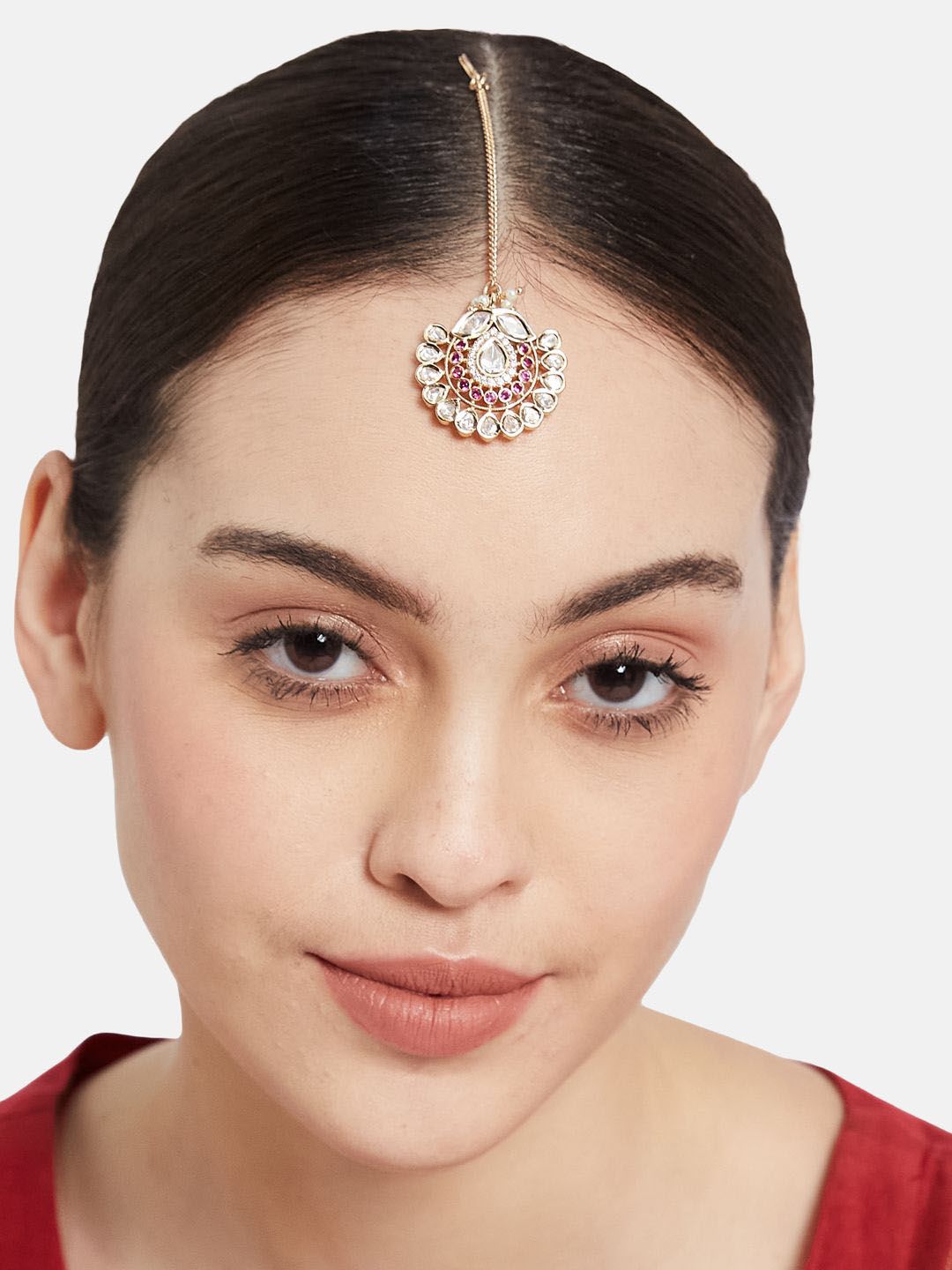 ATIBELLE Rose Gold Plated Kundan Stone Studded Jewellery Set