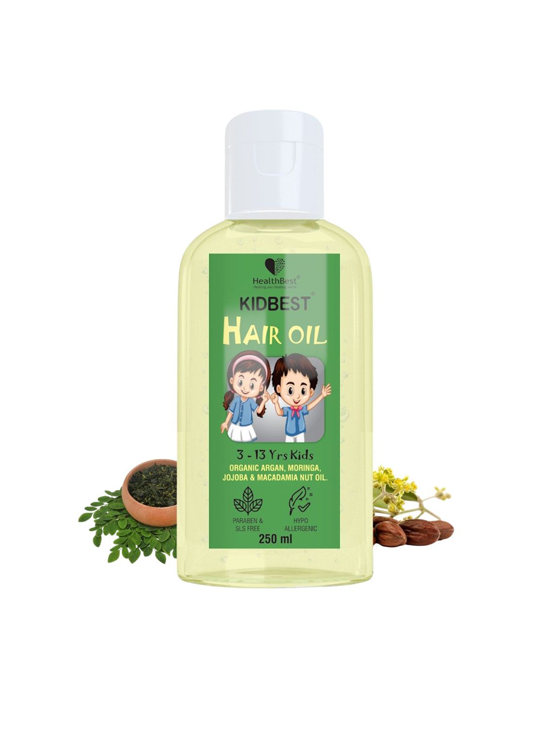 HealthBest Organic Long Lasting Frizz Free Argan And Moringa Hair Oil - 250 ml