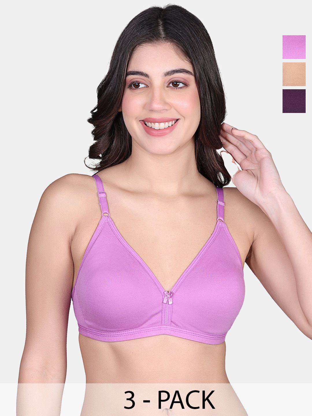 SKDREAMS Pack of 3 Cotton Medium Coverage Heavily Padded Bra