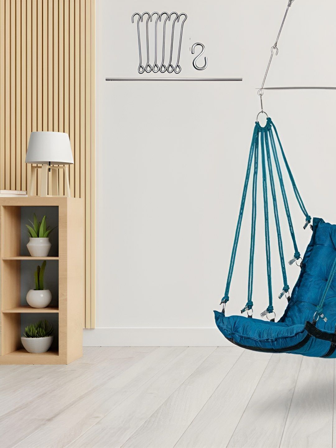 Swingzy Blue Hanging Velvet Hammock Swing With Cushion