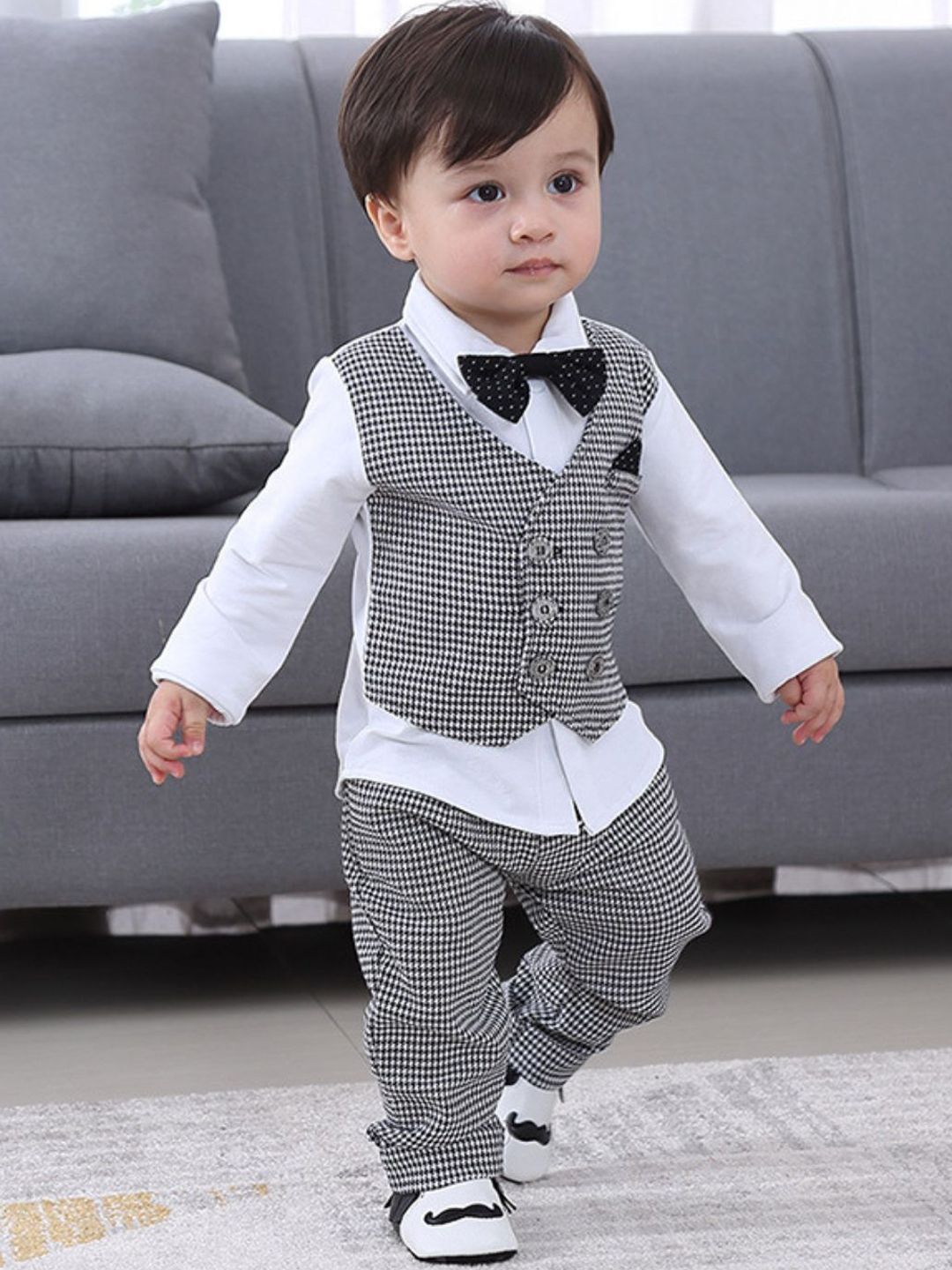 DEL LUNA Boys Checked Double-Breasted 3 Pieces Suits-picture-27