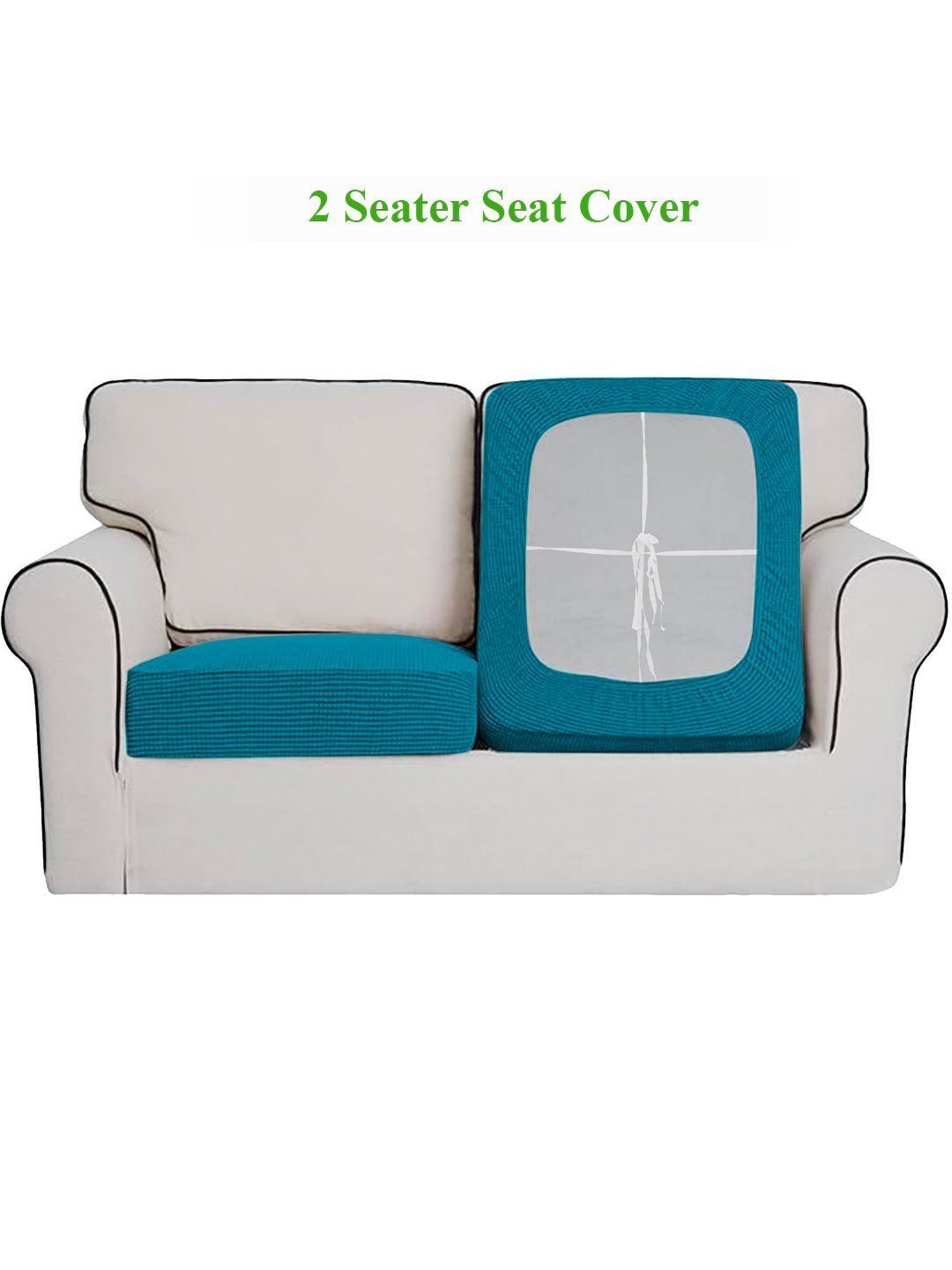 HOKIPO Teal 2 Pieces Jacquard Sofa Cover-picture-24