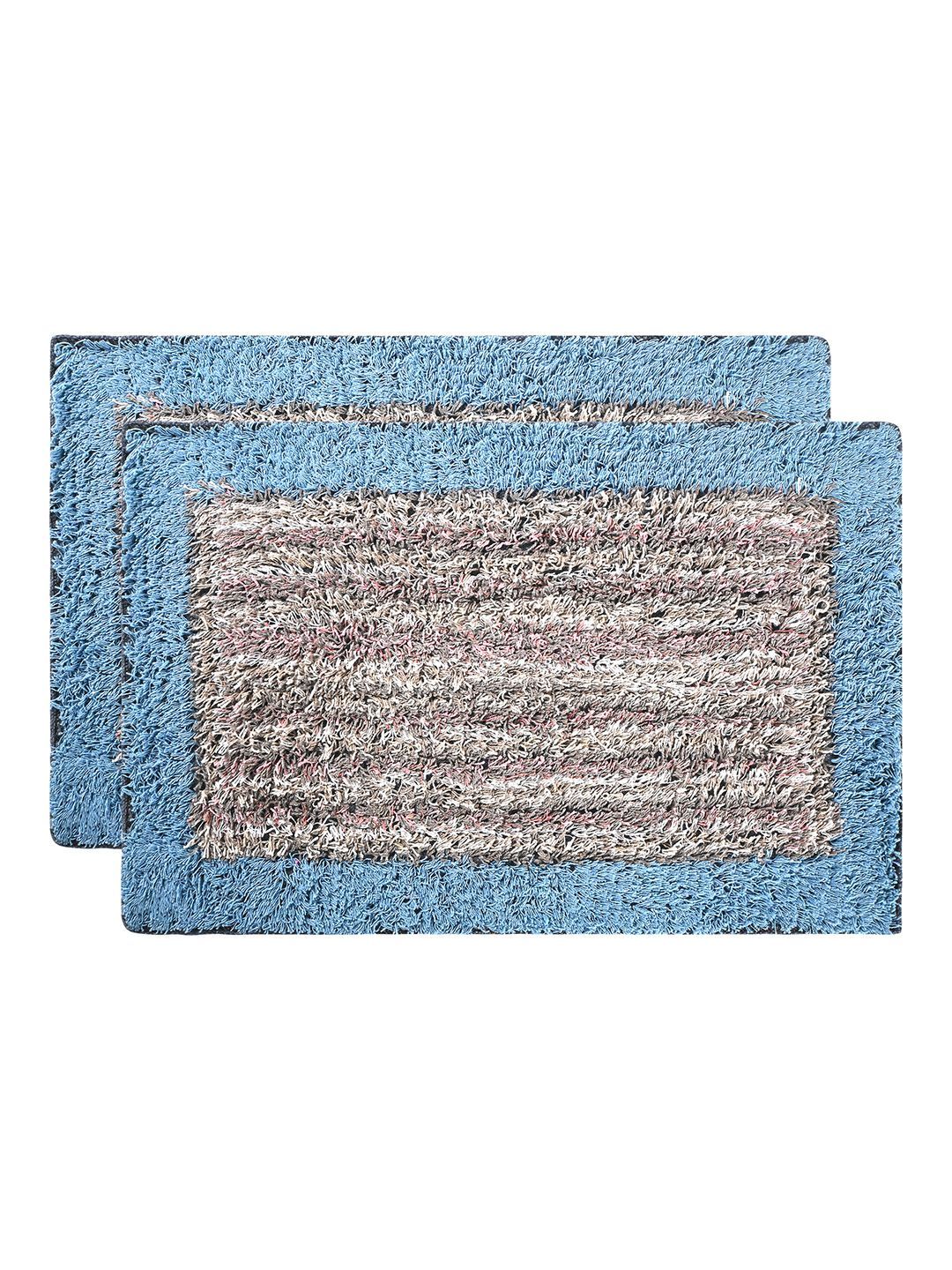 Kuber Industries Blue & Grey 2 Pieces Soft Cotton Bathroom Door Mats-picture-24