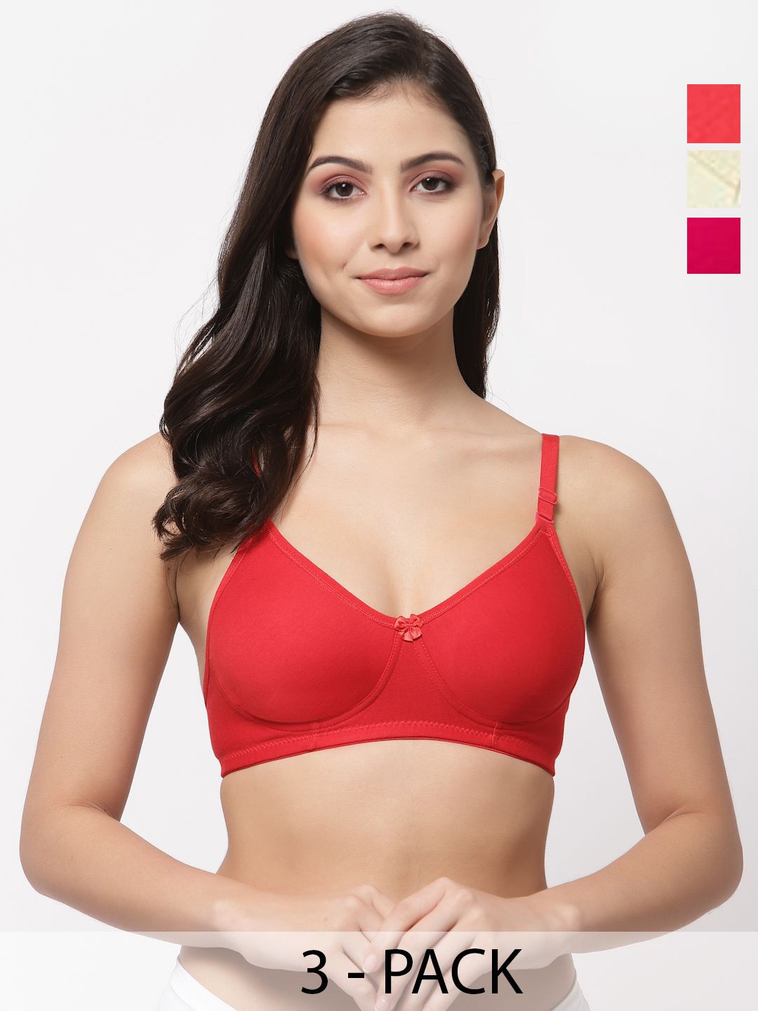 College Girl CG1301 Women Pack Of 3 Full Coverage Non Padded T-shirt Bra-picture-35