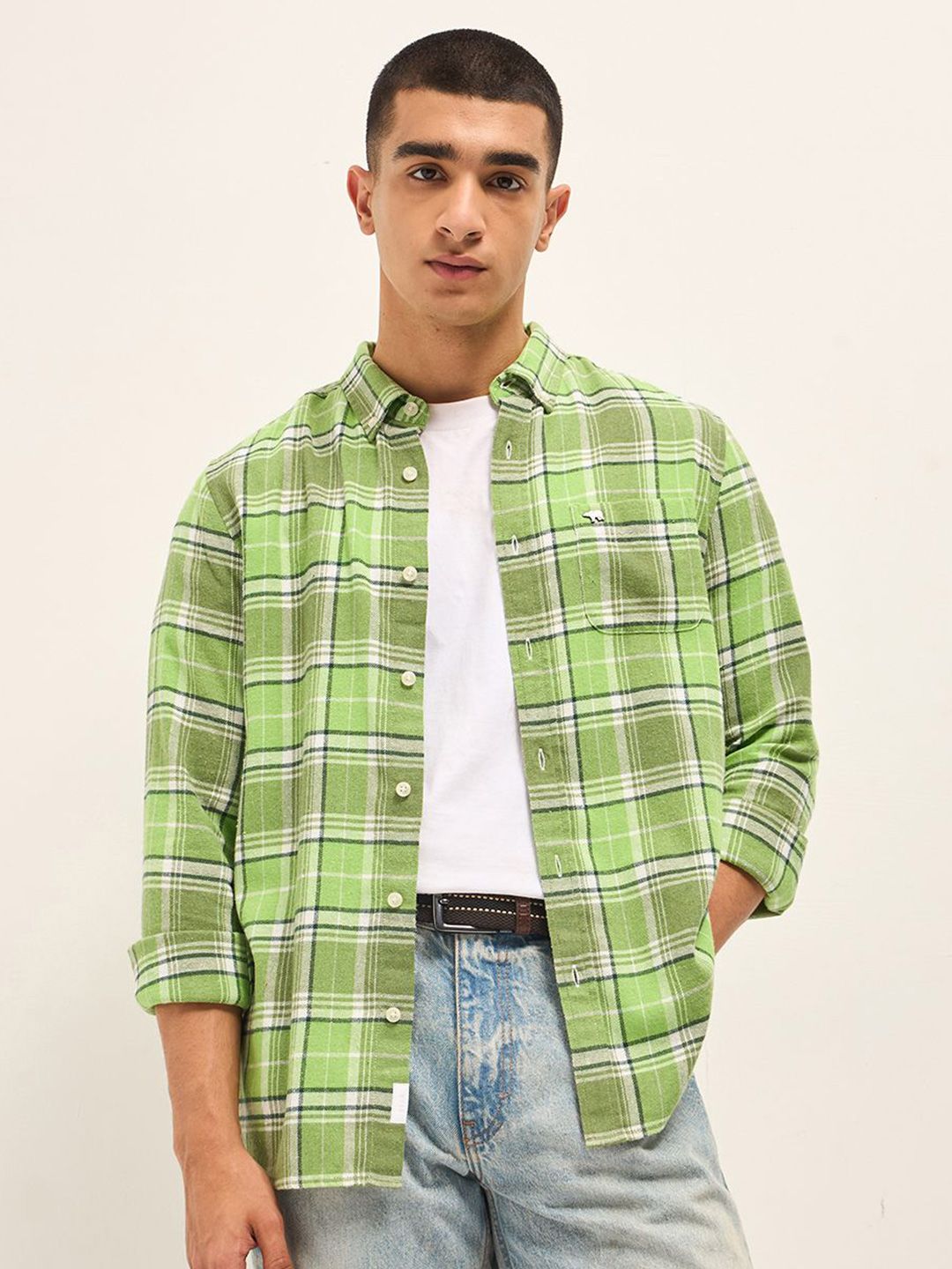 THE BEAR HOUSE Men Slim Fit Opaque Checked Casual Shirt-picture-25