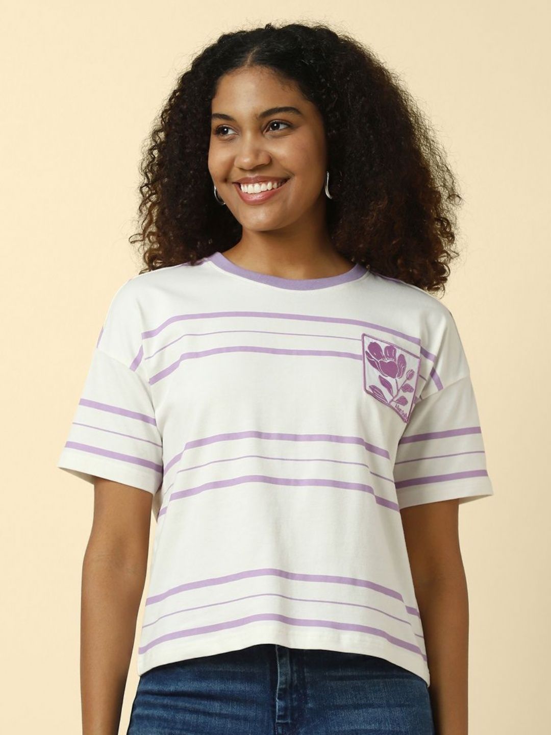 Allen Solly Woman Women Striped Applique T-shirt-picture-17