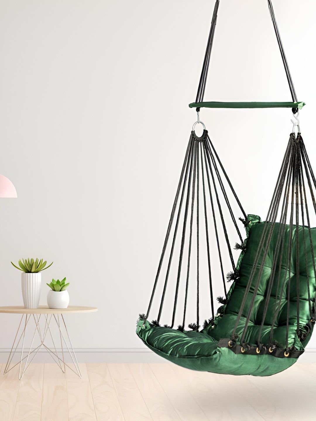 Swingzy Green & Black Hammock Hanging Swing With Cushion