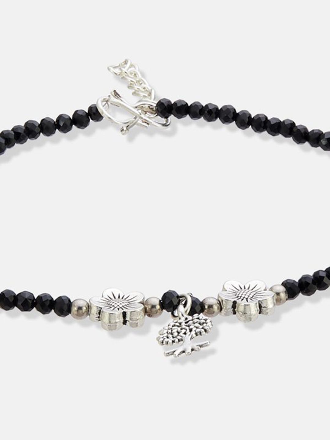 ATIBELLE Silver-Plated Artificial Stones and Beads Anklet