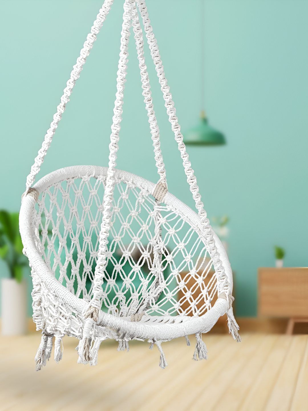 Swingzy White Self Design Hanging Hammock Swing