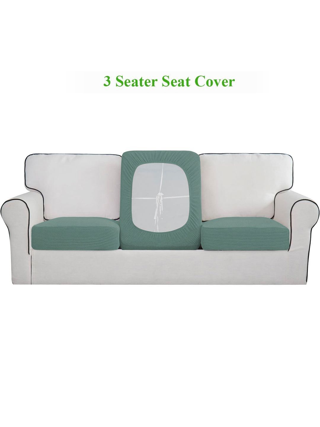 HOKIPO Green 3 Pieces Jacquard 3 Seater Sofa Covers-picture-49
